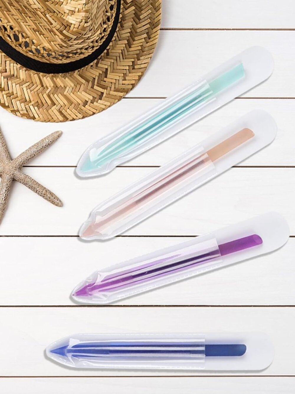 Glass Cuticle Pusher Dual-Ended Manicure Stick 4 pc Set NEW